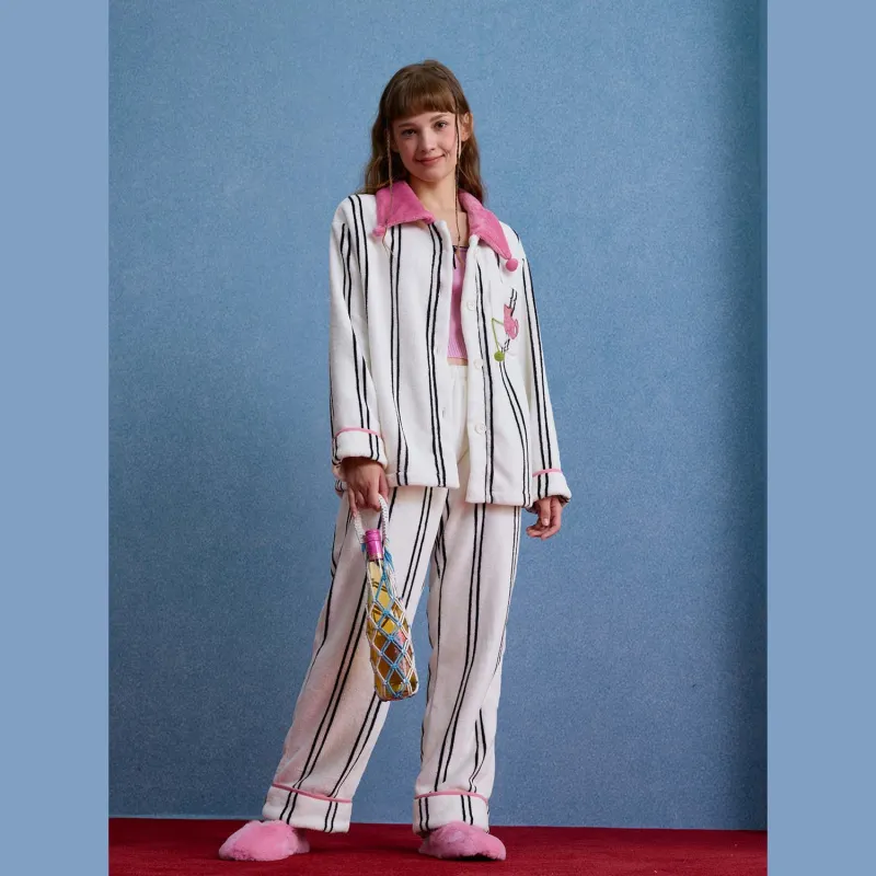 YSO Cool Cat Series Pajama Set Women's Iridescent White-2