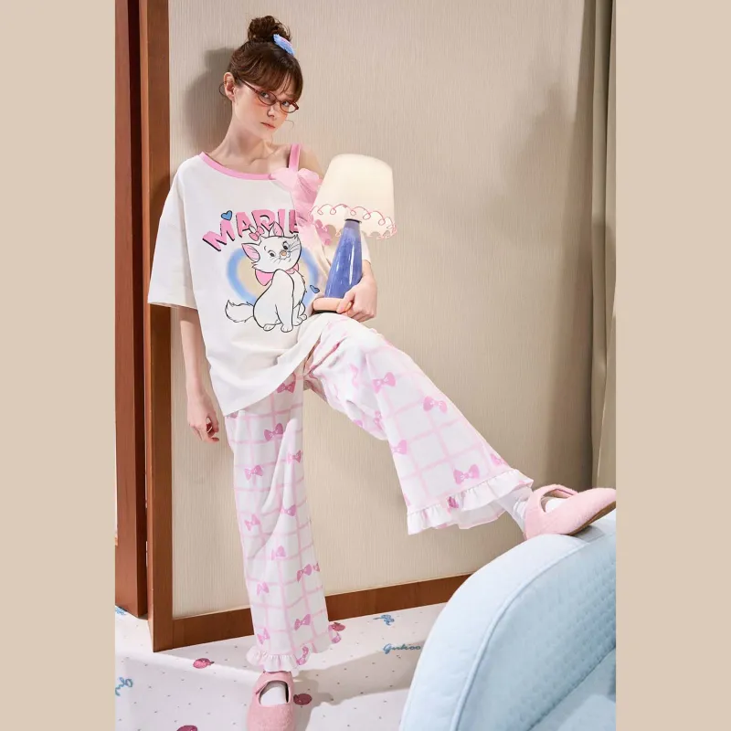 GUKOO x Disney Pajama Set Women's Milk White-4