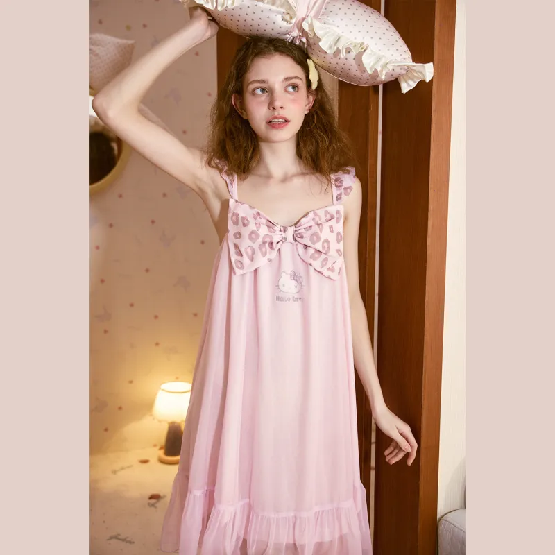 GUKOO x Hello Kitty Sanrio Series Nightgown Women's Mist Purple-4