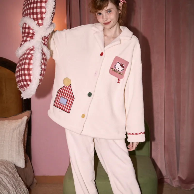 GUKOO x Hello Kitty Sanrio Series Pajama Set Women's Pearl White-1