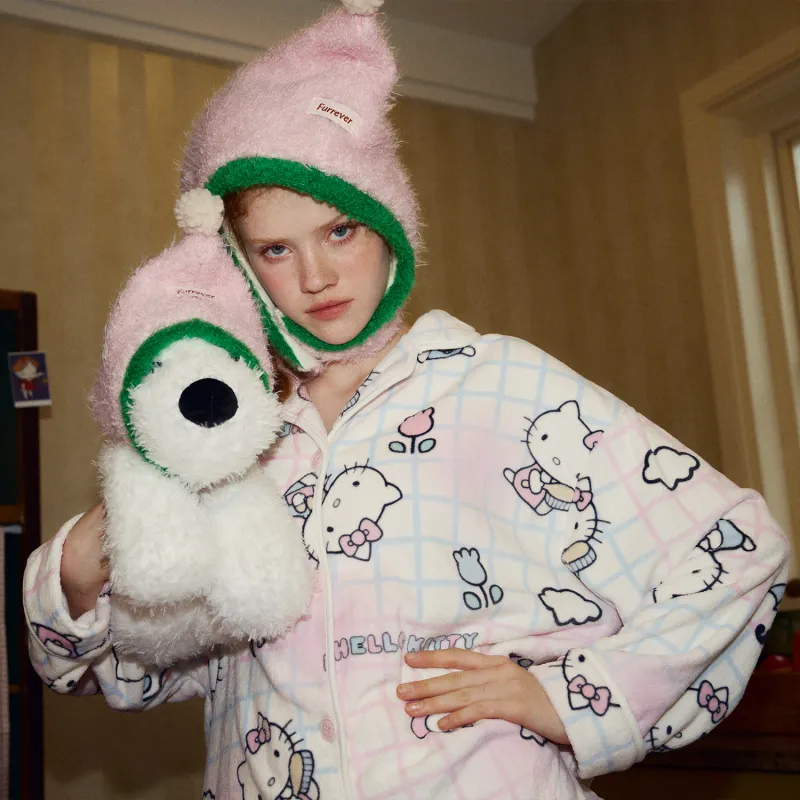 GUKOO x HelloKitty Pajama Set Women's Blue Pink-3