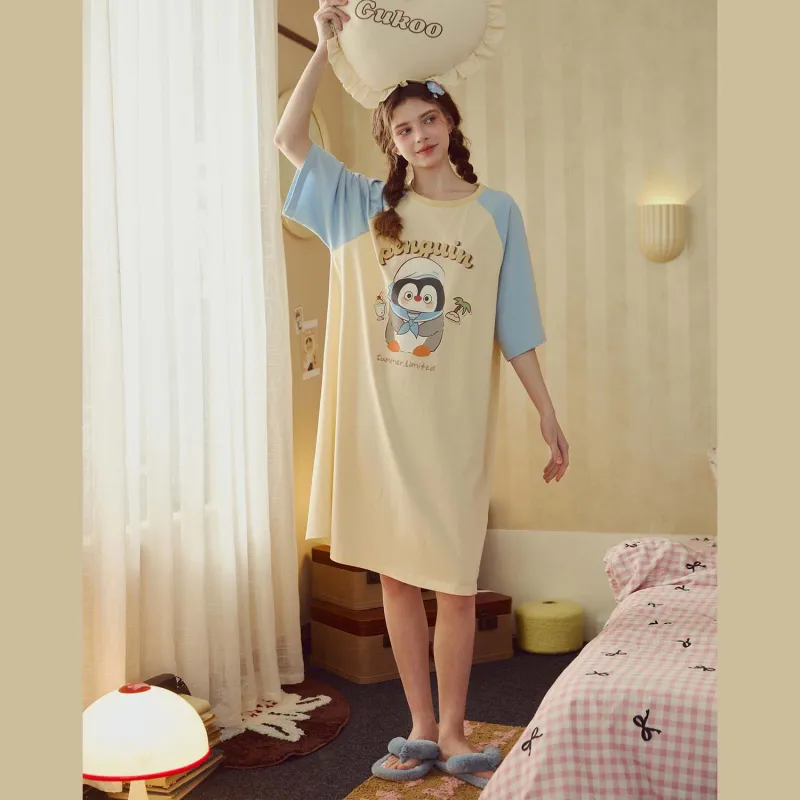 GUKOO Nightgown Women's Cream Yellow-4