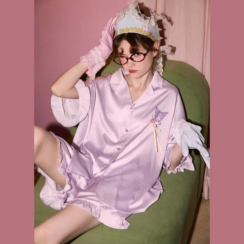 GUKOO x Sanrio Kulomi Pajama Set Women's Stardust Purple-2