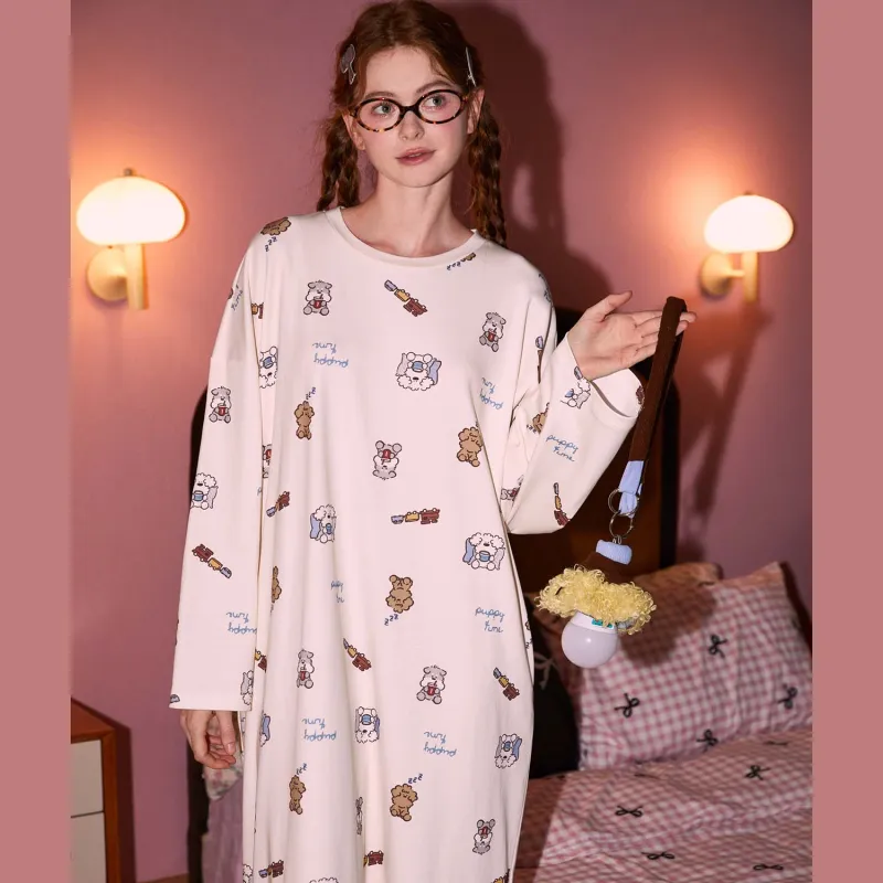 GUKOO x Miiiiichan Nightgown Women's Light Sand White-3