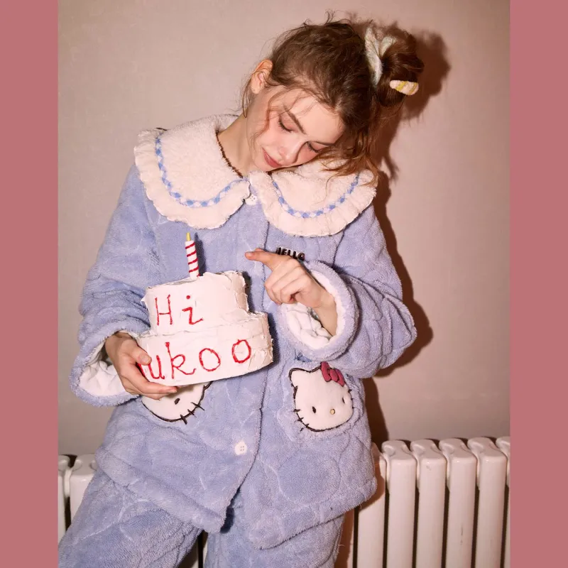 GUKOO x Hello Kitty Hello Kitty Pajama Set Women's Aqua Blue-4