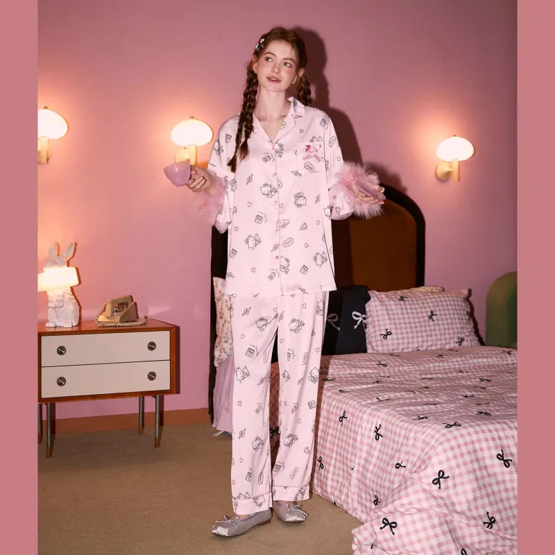 GUKOO x Hello Kitty Sanrio Series Pajama Set Women's Lotus-3