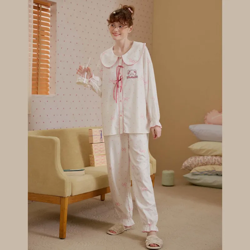 GUKOO Pajama Set Women's Pink White-2