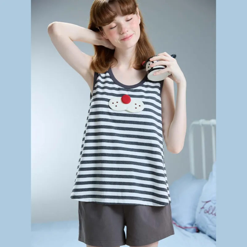 YSO Cool Cat Series Pajama Set Women's Carbon Gray-1