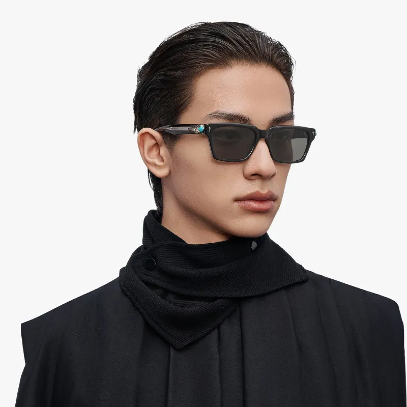 MUJOSH Collection Of Works Plate And Metal Square Design Sensory Temple UV Protection Sunglasses Unisex-1