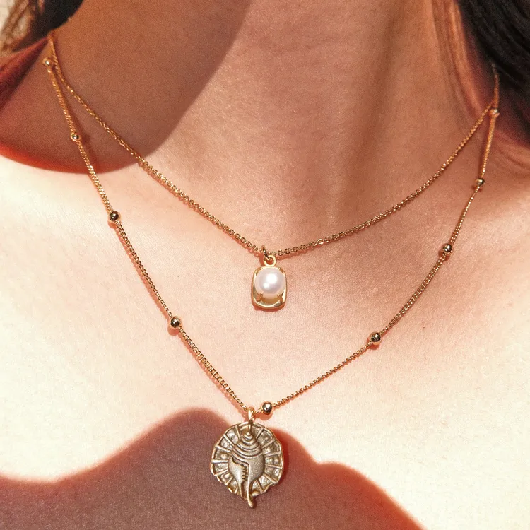 Lost In Echo Shell Pearl Double Layer Layering Necklaces Women's-1