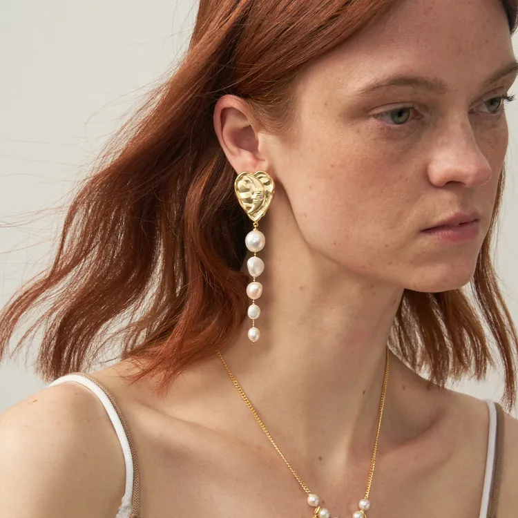 Lost In Echo Pearl Super Light Hoop Earrings Drop Earrings Women's-2