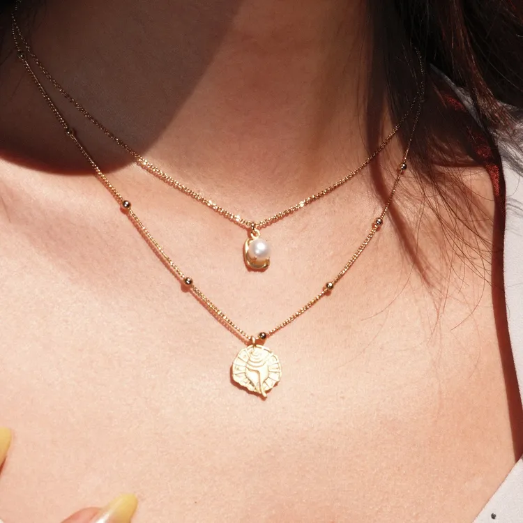 Lost In Echo Shell Pearl Double Layer Layering Necklaces Women's-3