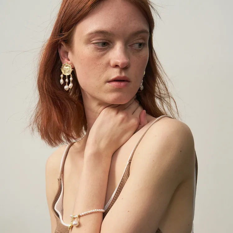 Lost In Echo Light Fringe Pearl Drop Earrings Hoop Earrings Women's-4