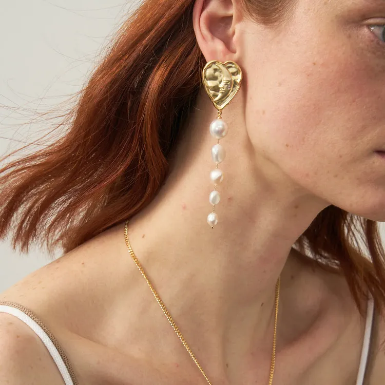 Lost In Echo Pearl Super Light Hoop Earrings Drop Earrings Women's-3