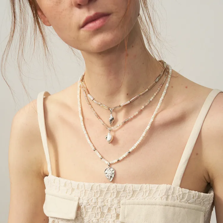 Lost In Echo White Gold Plated Copper Necklaces Women's-4