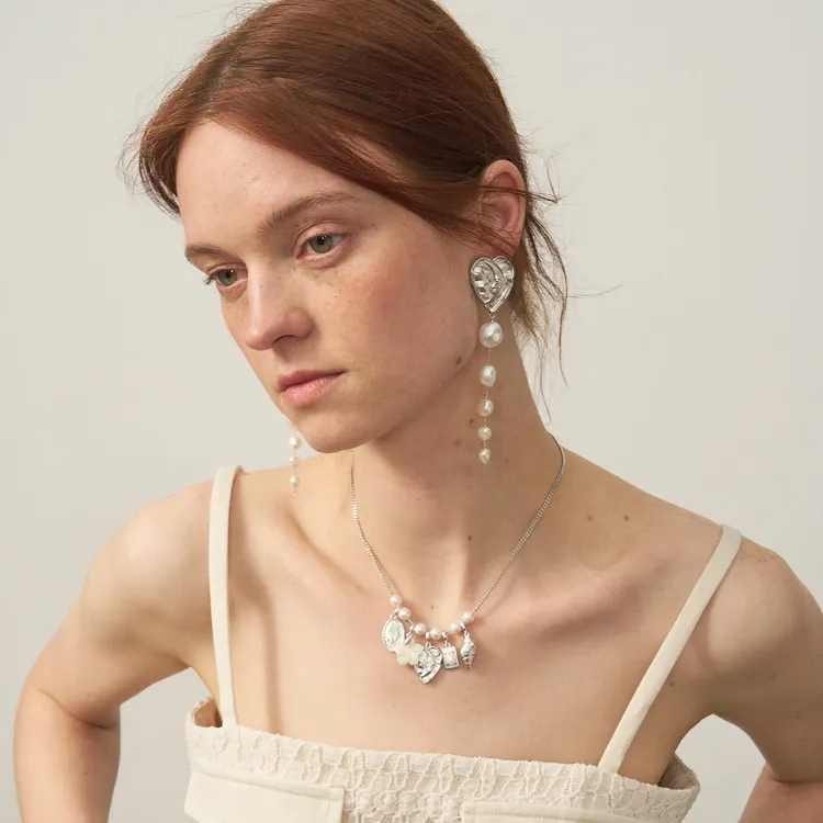 Lost In Echo Pearl Super Light Hoop Earrings Drop Earrings Women's-8