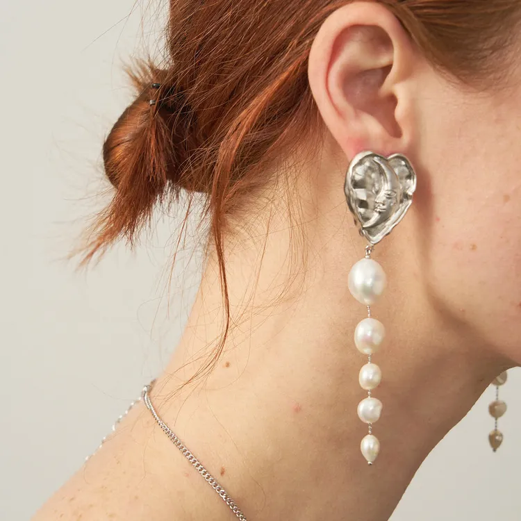 Lost In Echo Pearl Super Light Hoop Earrings Drop Earrings Women's-7
