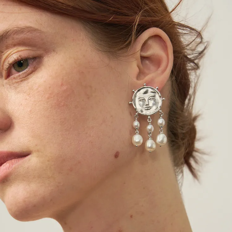 Lost In Echo Light Fringe Pearl Drop Earrings Hoop Earrings Women's-11