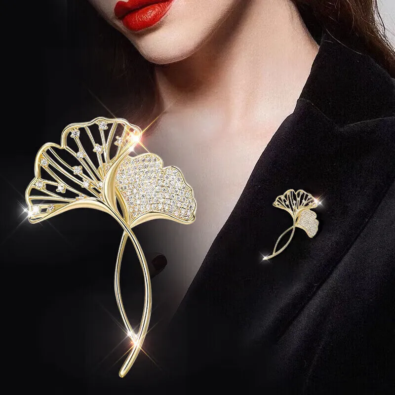 GAGA Copper Zircon Brooches Women's-5