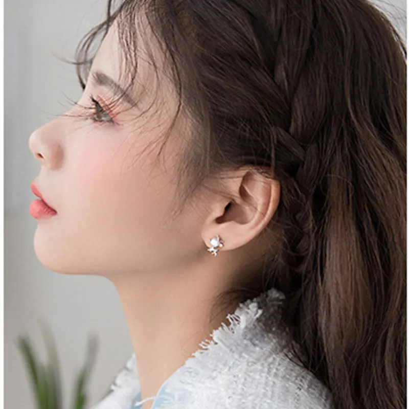 GAGA S925 Silver Stud Stud Earrings Women's-7