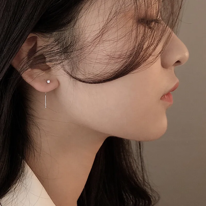 GAGA S925 Silver Stud Drop Earrings Women's-2