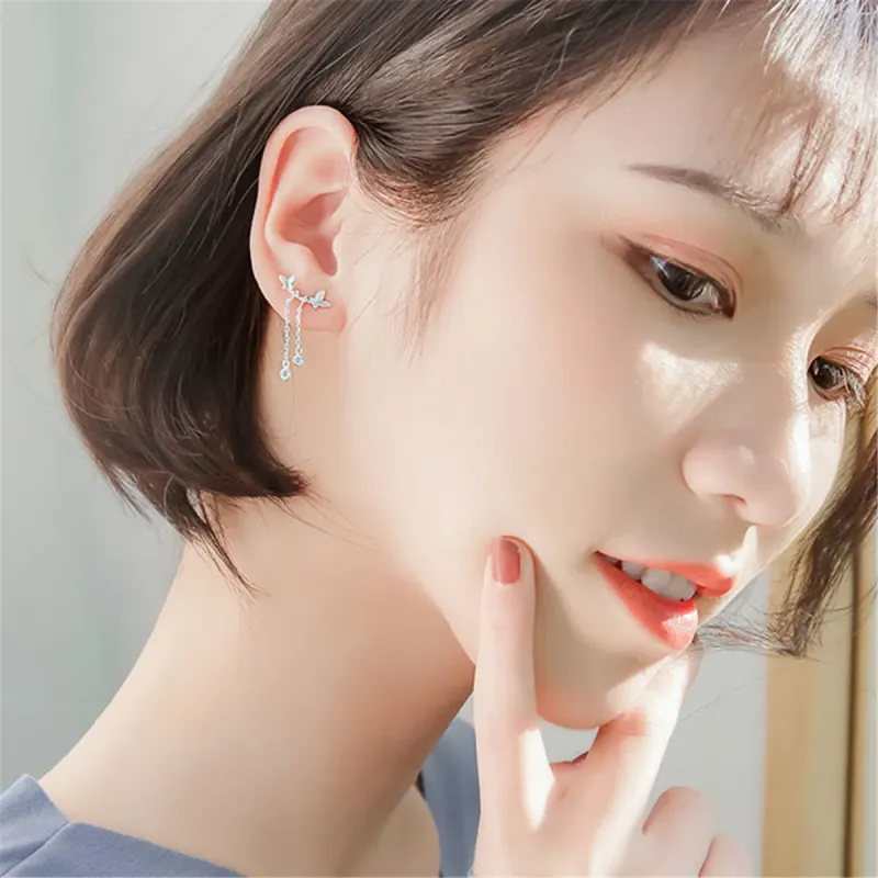 GAGA 925 Silver Needles Stud Earrings Women's-6