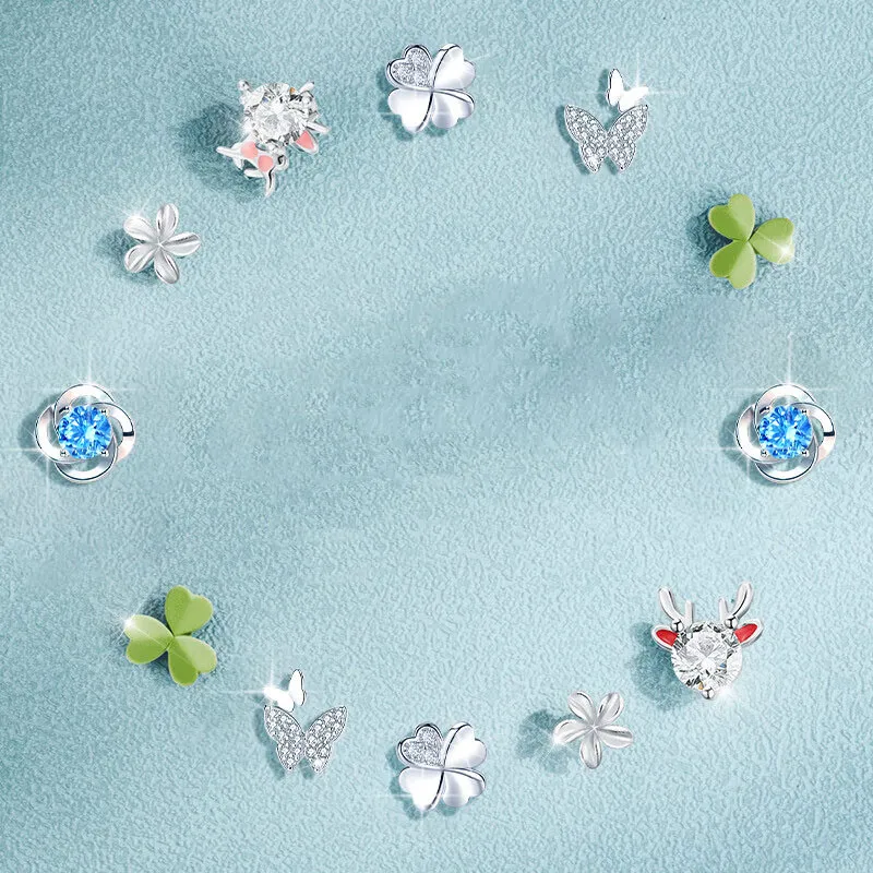 GAGA S925 Silver Stud Stud Earrings Women's-3
