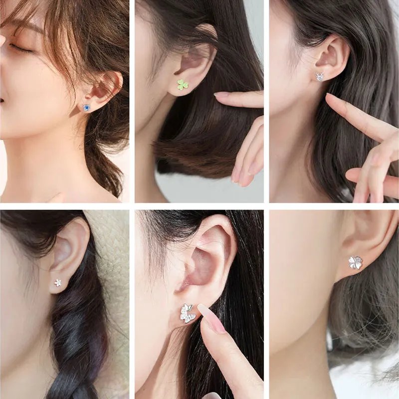 GAGA S925 Silver Stud Stud Earrings Women's-5