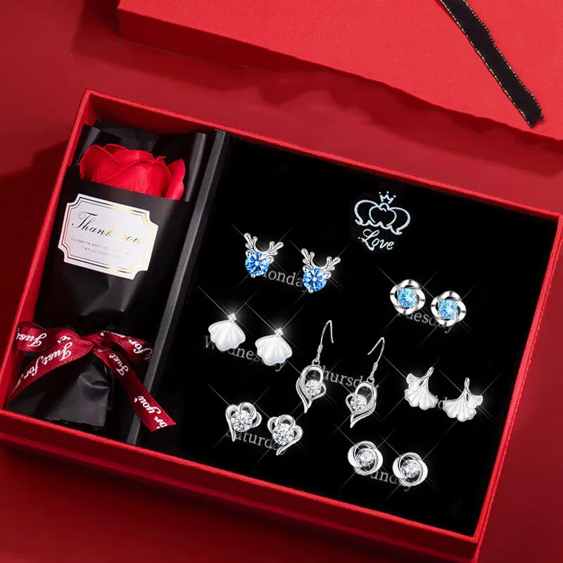 GAGA S925 Sterling Silver Stud Stud Earrings Women's-1
