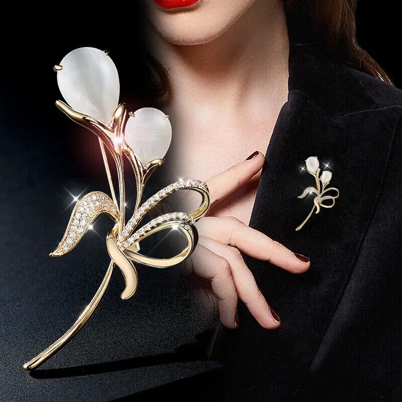GAGA Copper Zircon Brooches Women's-4