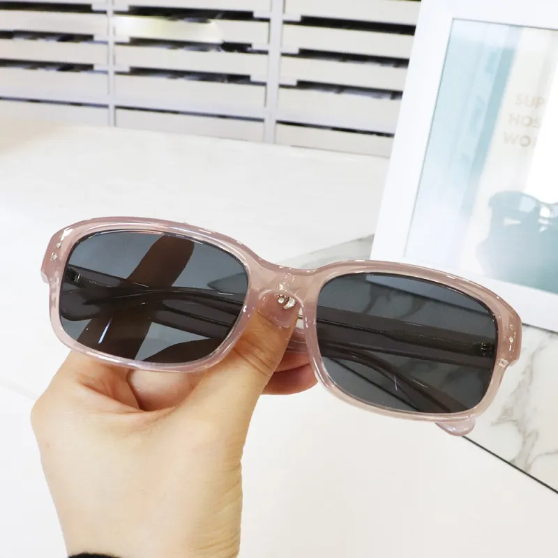 Pair Ponyo TR/Memory Plastic Square Sunglasses Unisex Transparent Pink-2