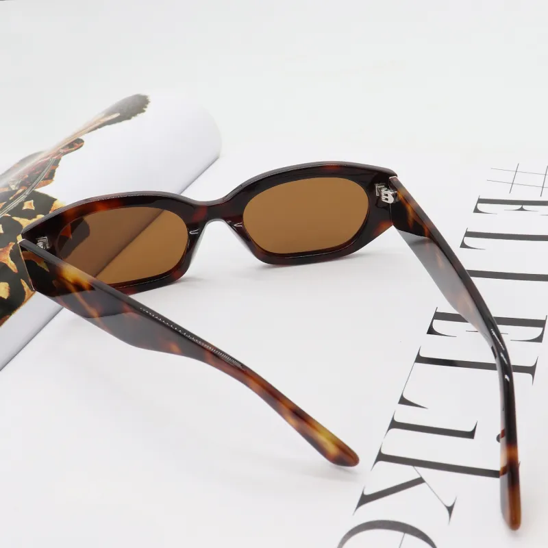 Pair Ponyo Plate Frame Square Sunglasses Unisex Gray Brown-10