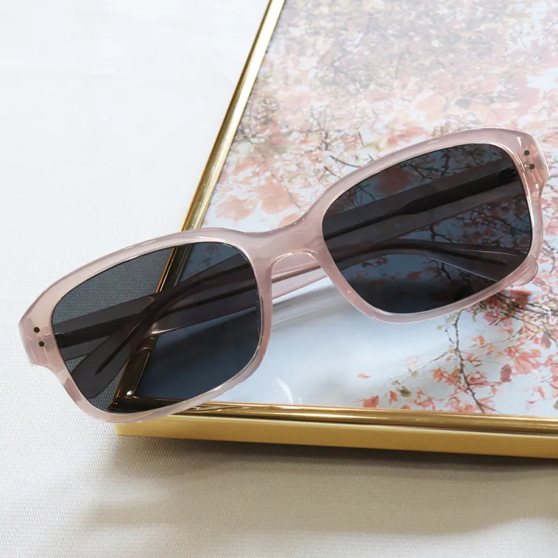 Pair Ponyo TR/Memory Plastic Square Sunglasses Unisex Transparent Pink-1