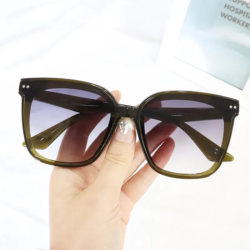 Pair Ponyo TR/Memory Plastic Square Sunglasses Unisex Green-1