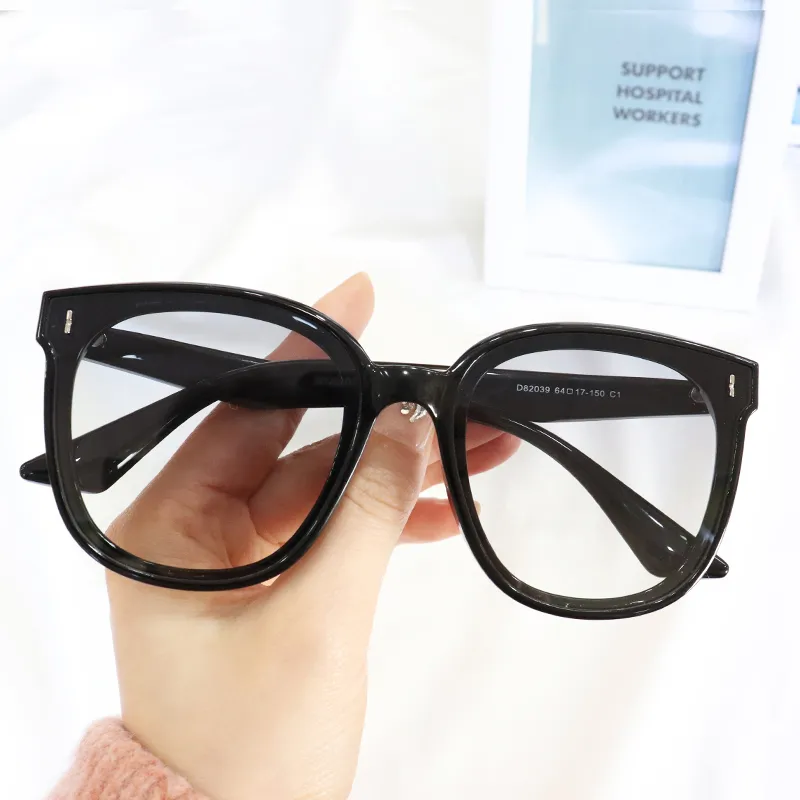 Pair Ponyo TR/Memory Plastic Square Sunglasses Unisex Black Gradient Blue-2