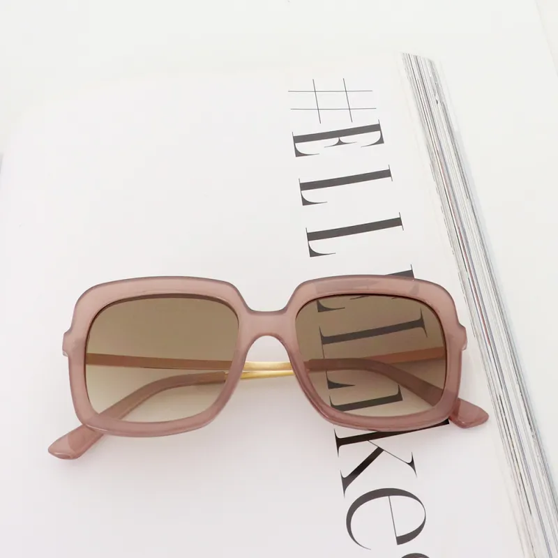 Pair Ponyo PC Square Sunglasses Unisex Transparent Dark Pink-5