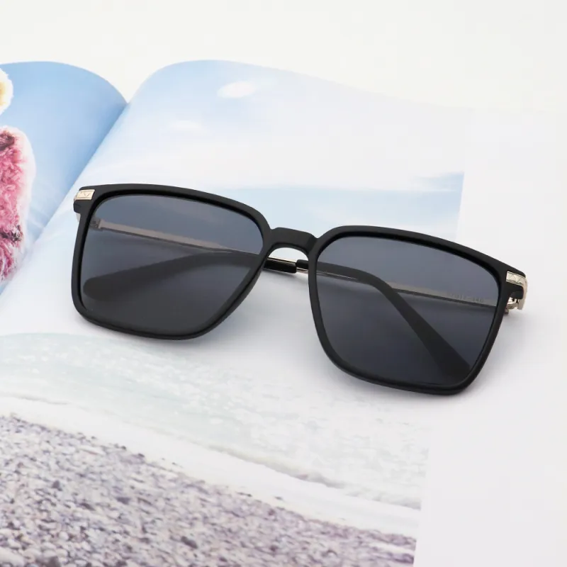 Pair Ponyo PC Square Sunglasses Unisex Black Gold-3