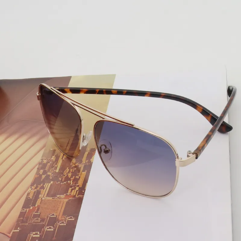 Pair Ponyo Metal Square Sunglasses Unisex Tortoiseshell-5