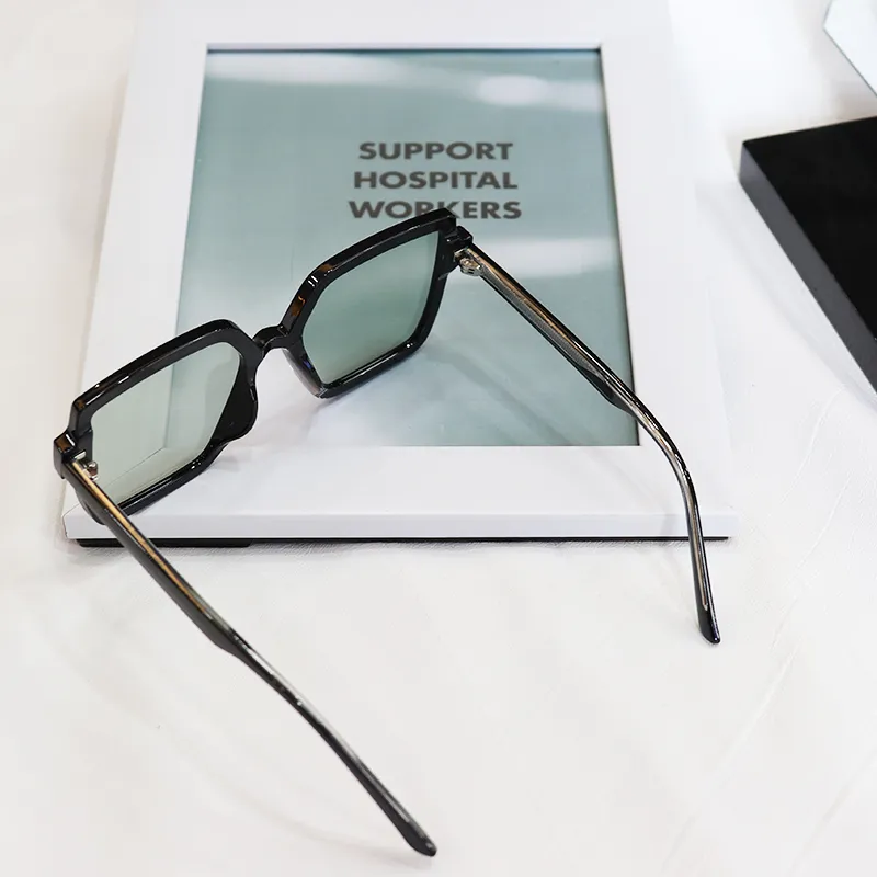 Pair Ponyo TR/Memory Plastic Square Sunglasses Unisex Black Frame-3