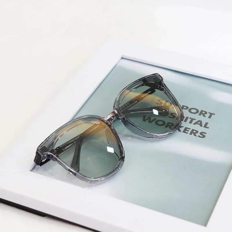 Pair Ponyo TR/Memory Plastic Irregular Shape Sunglasses Unisex Light Gray Frame-2