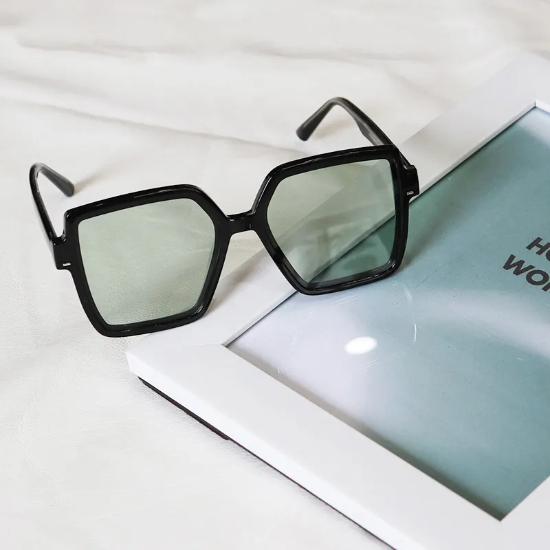Pair Ponyo TR/Memory Plastic Square Sunglasses Unisex Black Frame-2
