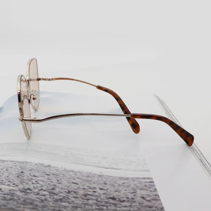 Pair Ponyo Metal Square Sunglasses Unisex Gold-4