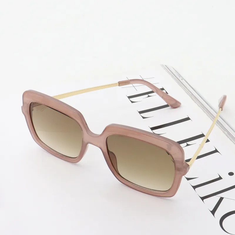 Pair Ponyo PC Square Sunglasses Unisex Transparent Dark Pink-4