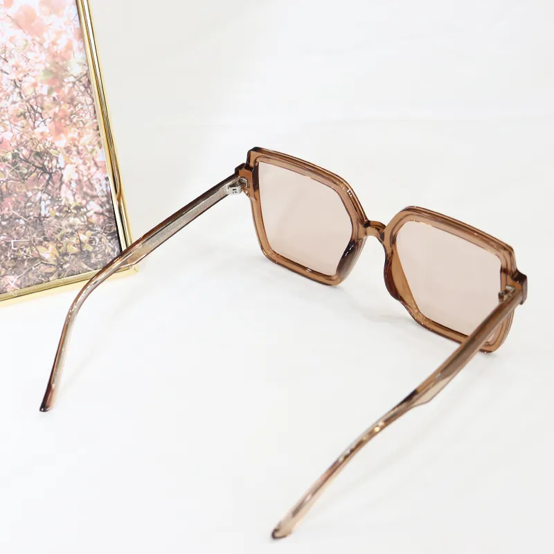 Pair Ponyo TR/Memory Plastic Square Sun Eyes Unisex Tea Brown-3