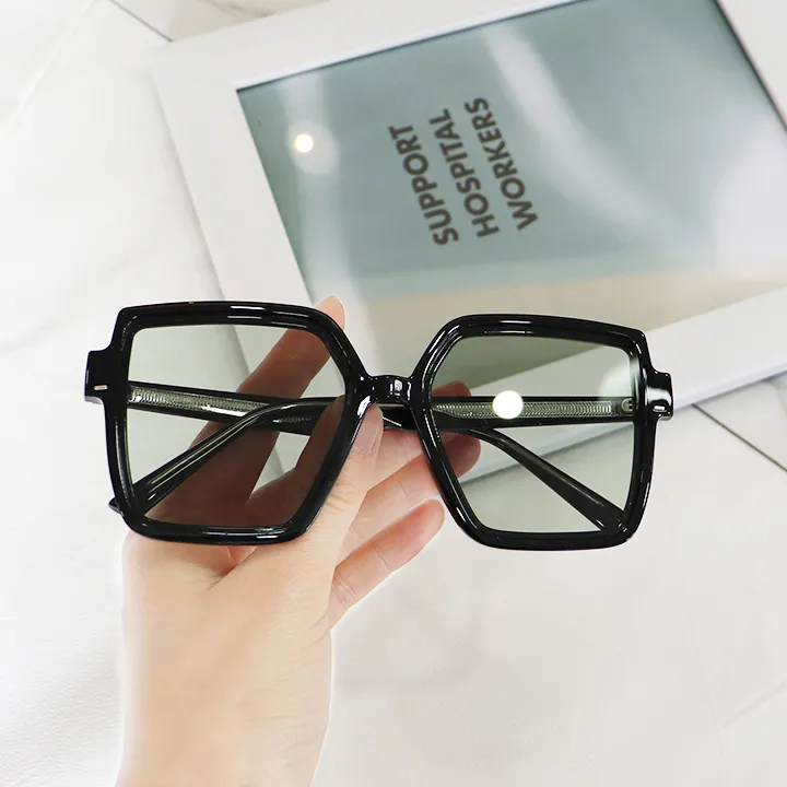 Pair Ponyo TR/Memory Plastic Square Sunglasses Unisex Black Frame-1