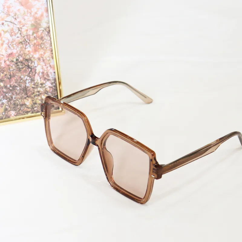 Pair Ponyo TR/Memory Plastic Square Sun Eyes Unisex Tea Brown-2
