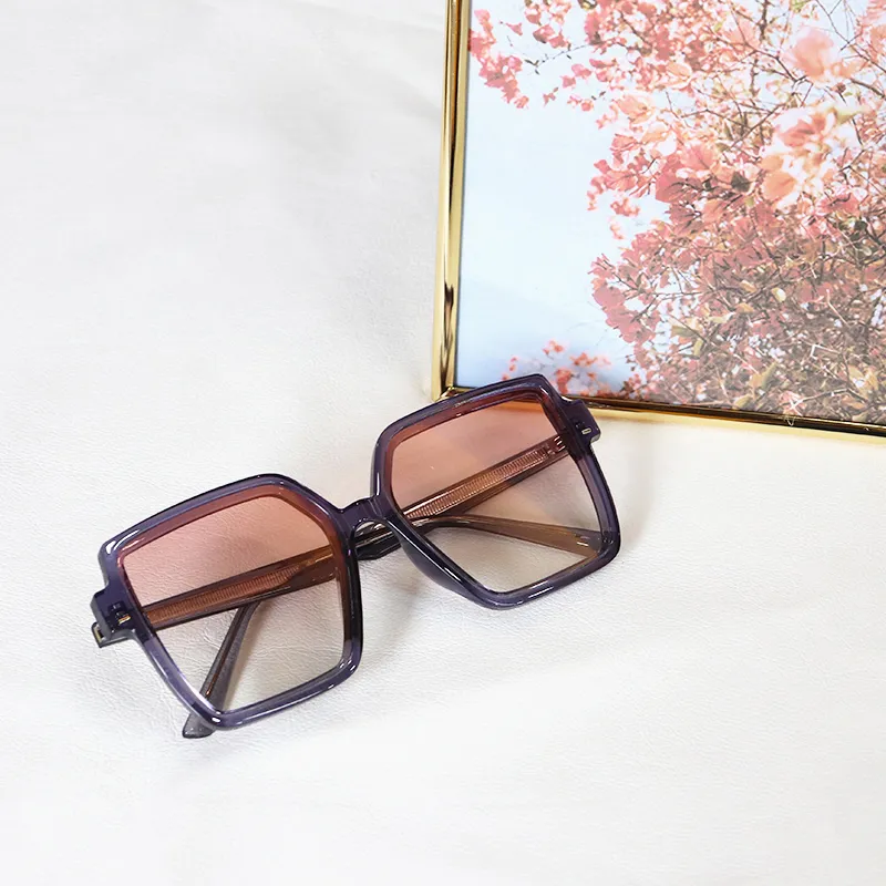 Pair Ponyo TR/Memory Plastic Square Sunglasses Unisex Purple Box-2