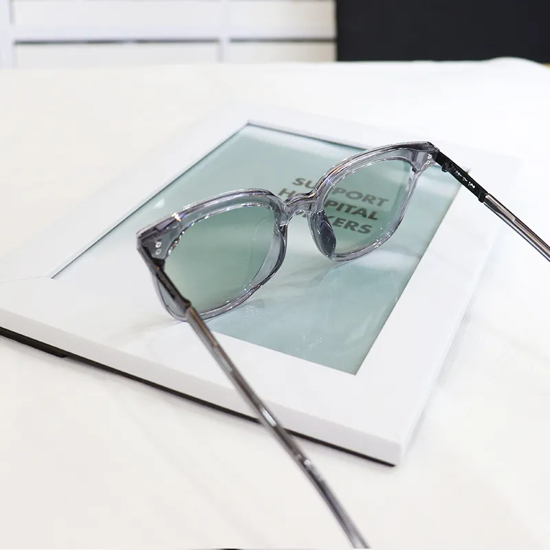 Pair Ponyo TR/Memory Plastic Irregular Shape Sunglasses Unisex Light Gray Frame-4