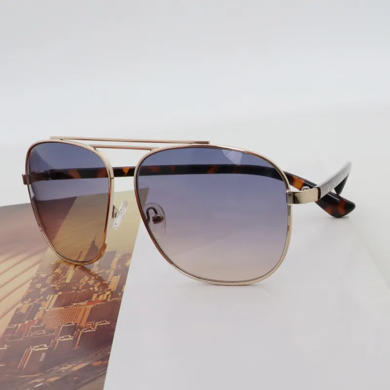 Pair Ponyo Metal Square Sunglasses Unisex Tortoiseshell-6