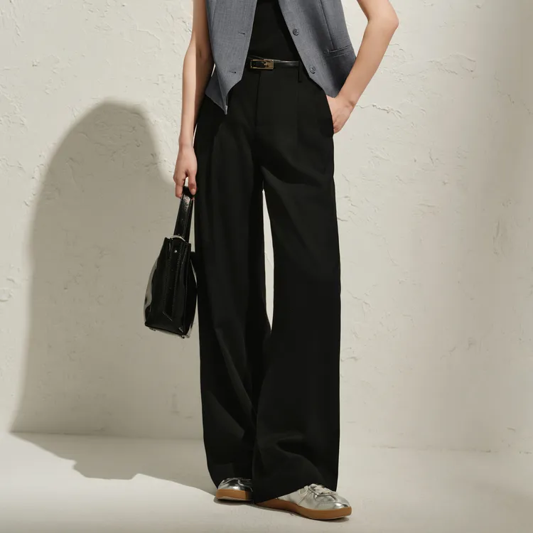 JZ. ANNAKRO Casual Pants Women's Plain Black-2